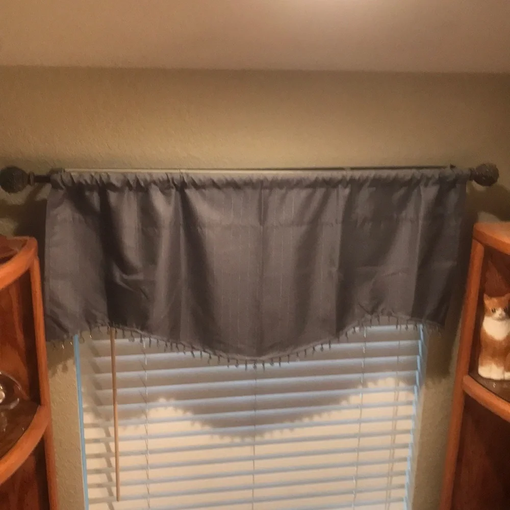 Curtain Valance Gray with Beaded Bottom